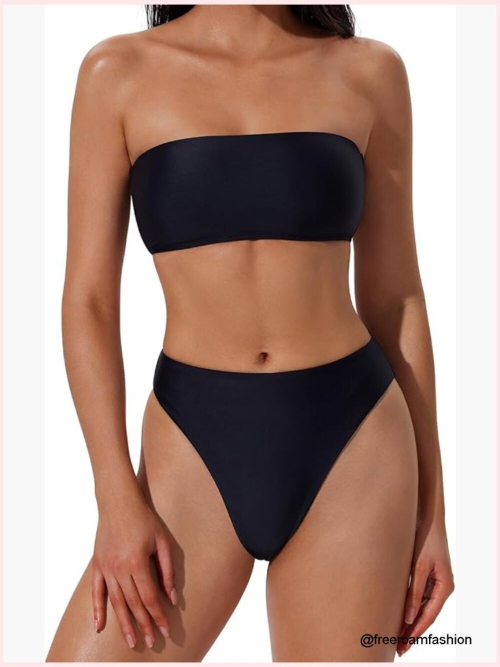 High Waisted Bikini Set with Removable Padded Bra, Adjustable Straps
